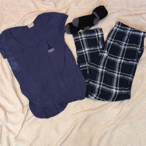 Nautica Sleepwear Blue Plaid Pajama Bottoms